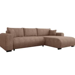 Garnero Arredamenti Divano letto angolare 4 posti 285x188cm con contenitore tessuto bouclé marrone chiaro Soft Tessuto Bouclè Marrone Chiaro Hot
