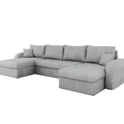 Garnero Arredamenti Divano letto angolare 5 posti 304cm con contenitore velluto a coste grigio Assunta Velluto Poso Grigio Best