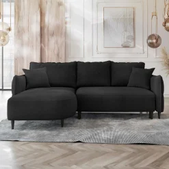 Garnero Arredamenti Divano letto angolare 3 posti 244x165cm tessuto grigio antracite Lollypop Tessuto Peluche Onega Antracite Clearance