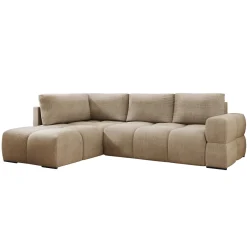 Garnero Arredamenti Divano letto angolare 3 posti 267x185cm box contenitore beige sabbia Sottovoce Tessuto Artico Beige Sabbia New