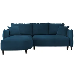 Garnero Arredamenti Divano letto angolare 3 posti 244x165cm tessuto blu Lollypop Tessuto Peluche Onega Blu Best