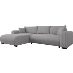 Garnero Arredamenti Divano letto angolare 4 posti 285x188cm con contenitore tessuto velluto a coste grigio Soft Velluto a Coste Poso Grigio New