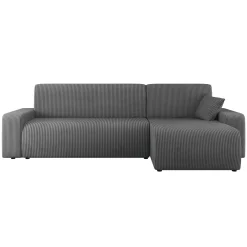 Garnero Arredamenti Divano letto angolare 3 posti 244x145cm con contenitore a coste antracite Slurp Velluto Poso Antracite New