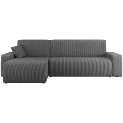 Garnero Arredamenti Divano letto angolare 3 posti 244x145cm con contenitore a coste antracite Slurp Velluto Poso Antracite New