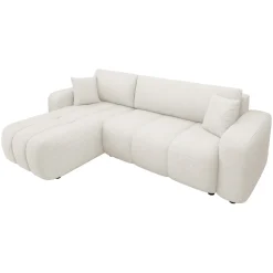 Garnero Arredamenti Divano letto angolare 3 posti 244x145cm con contenitore tessuto beige Orama Tessuto Velo Beige Sale