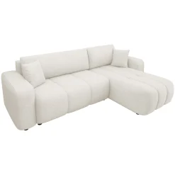 Garnero Arredamenti Divano letto angolare 3 posti 244x145cm con contenitore tessuto beige Orama Tessuto Velo Beige Sale