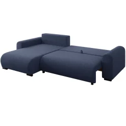 Garnero Arredamenti Divano letto angolare 4 posti 285x188cm con contenitore a trama spessa blu Soft Tessuto Flow a Trama Spessa Blu Outlet