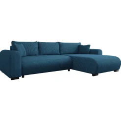 Garnero Arredamenti Divano letto angolare 4 posti 285x188cm con contenitore tessuto velluto a coste blu navy Soft Velluto a Coste Poso Blu Navy Outlet