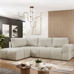 Garnero Arredamenti Divano letto angolare 3 posti 267x185cm box contenitore beige Sottovoce Tessuto Artico Beige Outlet