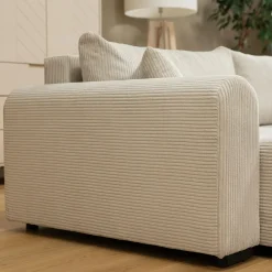 Garnero Arredamenti Divano letto angolare 4 posti 285x188cm con contenitore tessuto velluto a coste beige Soft Velluto a Coste Poso Beige Sale