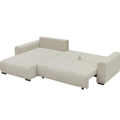 Garnero Arredamenti Divano letto angolare 4 posti 285x188cm con contenitore tessuto velluto a coste beige Soft Velluto a Coste Poso Beige Sale