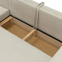 Garnero Arredamenti Divano letto angolare 4 posti 285x188cm con contenitore tessuto velluto a coste beige Soft Velluto a Coste Poso Beige Sale