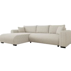 Garnero Arredamenti Divano letto angolare 4 posti 285x188cm con contenitore tessuto velluto a coste beige Soft Velluto a Coste Poso Beige Sale