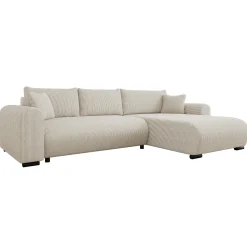 Garnero Arredamenti Divano letto angolare 4 posti 285x188cm con contenitore tessuto velluto a coste beige Soft Velluto a Coste Poso Beige Sale