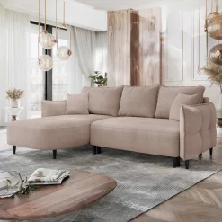 Garnero Arredamenti Divano letto angolare 3 posti 244x165cm tessuto rosa Lollypop Tessuto Peluche Onega Rosa Outlet