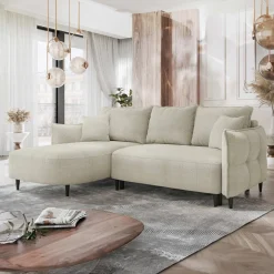 Garnero Arredamenti Divano letto angolare 3 posti 244x165cm tessuto tortora Lollypop Tessuto Peluche Onega Tortora Online