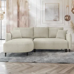 Garnero Arredamenti Divano letto angolare 3 posti 244x165cm tessuto tortora Lollypop Tessuto Peluche Onega Tortora Online