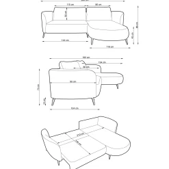 Garnero Arredamenti Divano letto angolare destra 3 posti 260x180cm tessuto bouclè blu Repose Tessuto Bouclè Blur Blu Outlet