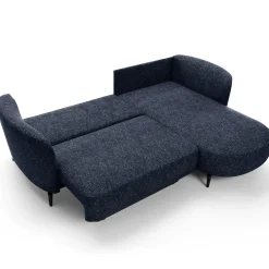 Garnero Arredamenti Divano letto angolare destra 3 posti 260x180cm tessuto bouclè blu Repose Tessuto Bouclè Blur Blu Outlet