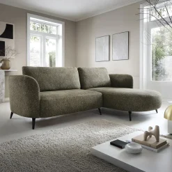 Garnero Arredamenti Divano letto angolare destra 3 posti 260x180cm tessuto bouclè verde Repose Tessuto Bouclè Blur Verdone Online