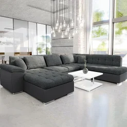 Garnero Arredamenti Divano letto angolare destra 5 posti 350x205cm grigio scuro Agliana Tessuto Trama Fitta Grigio Online