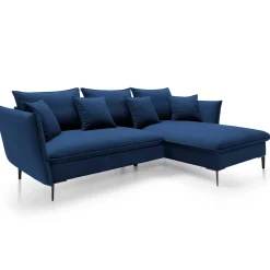Garnero Arredamenti Divano letto angolare destro 3 posti 258x167cm tessuto blu Lushify Tessuto Riviera Vellutato Blu Clearance