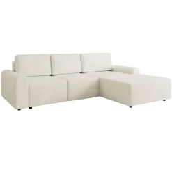 Garnero Arredamenti Divano letto angolare destra 3 posti 258x168 cm con contenitore a trama sottile beige Olivon Best