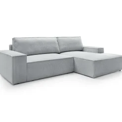 Garnero Arredamenti Divano letto angolare destra 3 posti 267x167cm velluto a coste grigio chiaro Relaxion Velluto a Coste Poso Grigio Outlet