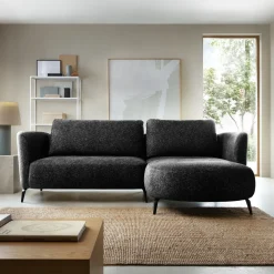 Garnero Arredamenti Divano letto angolare destra 3 posti 260x180cm tessuto bouclè antracite Repose Tessuto Bouclè Blur Antracite New