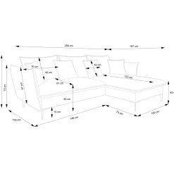 Garnero Arredamenti Divano letto angolare destro 3 posti 258x167cm tessuto giallo senape Lushify Tessuto Riviera Vellutato Senape Hot