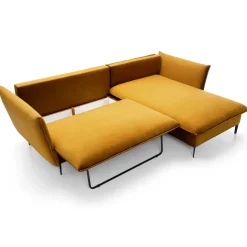 Garnero Arredamenti Divano letto angolare destro 3 posti 258x167cm tessuto giallo senape Lushify Tessuto Riviera Vellutato Senape Hot