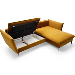 Garnero Arredamenti Divano letto angolare destro 3 posti 258x167cm tessuto giallo senape Lushify Tessuto Riviera Vellutato Senape Hot