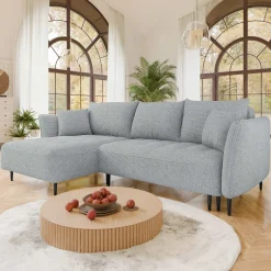 Garnero Arredamenti Divano letto angolare sinistro 3 posti 276x158cm tessuto grigio Angle Tessuto Peluche Onega Grigio