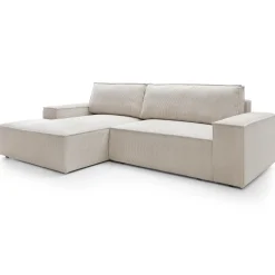 Garnero Arredamenti Divano letto angolare sinistro 3 posti 267x167cm velluto a coste beige Relaxion Velluto a Coste Poso Beige Clearance