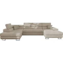 Garnero Arredamenti Divano letto angolare sinistra 5 posti 345x202cm tessuto beige Sloffy Hot