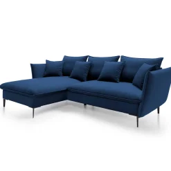 Garnero Arredamenti Divano letto angolare sinistro 3 posti 258x167cm tessuto blu Lushify Tessuto Riviera Vellutato Blu