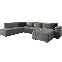 Garnero Arredamenti Divano letto angolare sinistra 5 posti 350x205cm grigio Agliana Tessuto Vellutato Manila Grigio Nero