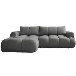 Garnero Arredamenti Divano letto con angolo a sinistra 4 posti 270x173cm con contenitore Litos Tessuto Bouclé Grigio Scuro Online