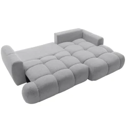 Garnero Arredamenti Divano letto con angolo a destra 4 posti 270x173cm con contenitore Litos Tessuto Bouclé Grigio chiaro Hot