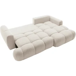 Garnero Arredamenti Divano letto con angolo a destra 4 posti 270x173cm con contenitore Litos Tessuto Bouclé Bianco Crema New