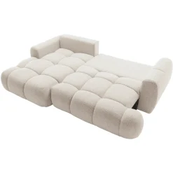 Garnero Arredamenti Divano letto con angolo a sinistra 4 posti 270x173cm con contenitore Litos Tessuto Bouclé Bianco Crema
