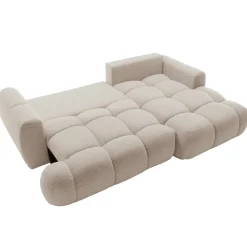 Garnero Arredamenti Divano letto con angolo a destra 4 posti 270x173cm con contenitore Litos Tessuto Bouclé Beige Hot
