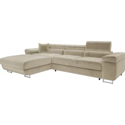 Garnero Arredamenti Divano letto con angolo a sinistra 4 posti 280x170cm box contenitore velluto beige Elvio Tessuto Vellutato Manila Beige Sale