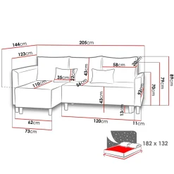 Garnero Arredamenti Divano letto matrimoniale 3 posti 205cm grigio chiaro e scuro Connie Sale