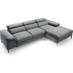 Garnero Arredamenti Divano letto regolabile angolare destra 4 posti 288x182cm tessuto grigio chiaro Loungey Tessuto Vellutato Vogue Grigio Chiaro Online