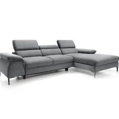 Garnero Arredamenti Divano letto regolabile angolare destra 4 posti 288x182cm tessuto grigio chiaro Loungey Tessuto Vellutato Vogue Grigio Chiaro Online