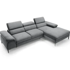 Garnero Arredamenti Divano letto regolabile angolare destra 4 posti 288x182cm tessuto grigio chiaro Loungey Tessuto Vellutato Vogue Grigio Chiaro Online