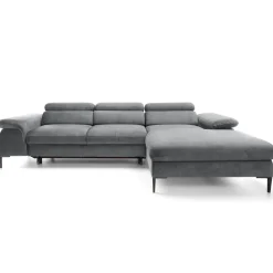 Garnero Arredamenti Divano letto regolabile angolare destra 4 posti 288x182cm tessuto grigio chiaro Loungey Tessuto Vellutato Vogue Grigio Chiaro Online