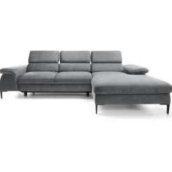 Garnero Arredamenti Divano letto regolabile angolare destra 4 posti 288x182cm tessuto grigio chiaro Loungey Tessuto Vellutato Vogue Grigio Chiaro Online