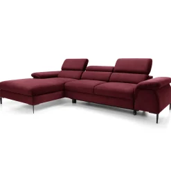 Garnero Arredamenti Divano letto regolabile angolare sinistra 4 posti 288x182cm tessuto rosso bordeaux Loungey Tessuto Vellutato Vogue Bordeaux Best
